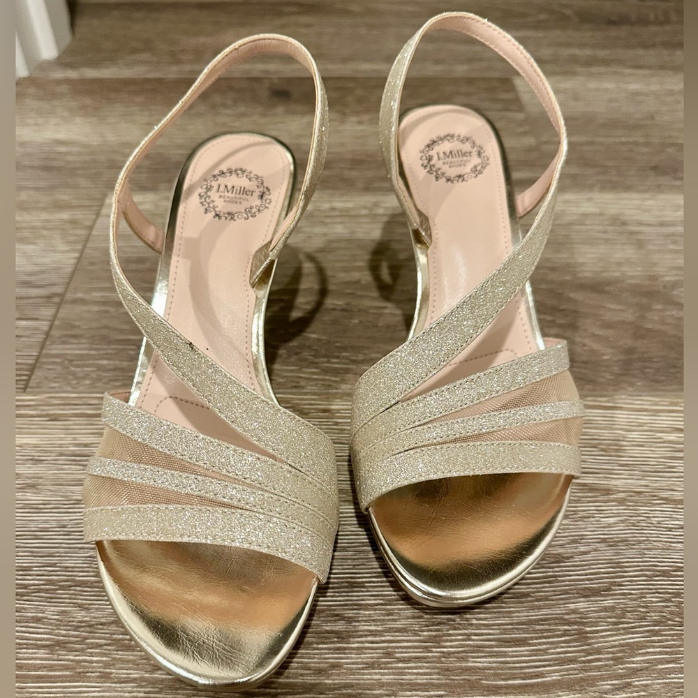 LMiller Gold Strappy Women's Heels
